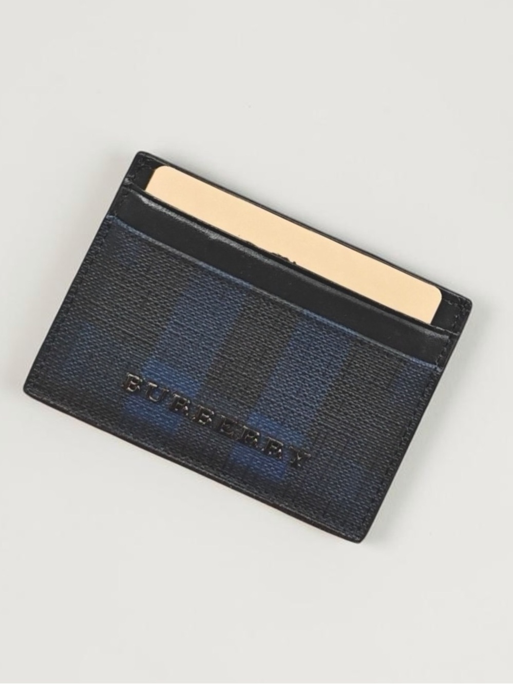 Burberry Black and Navy Striped Card Holder